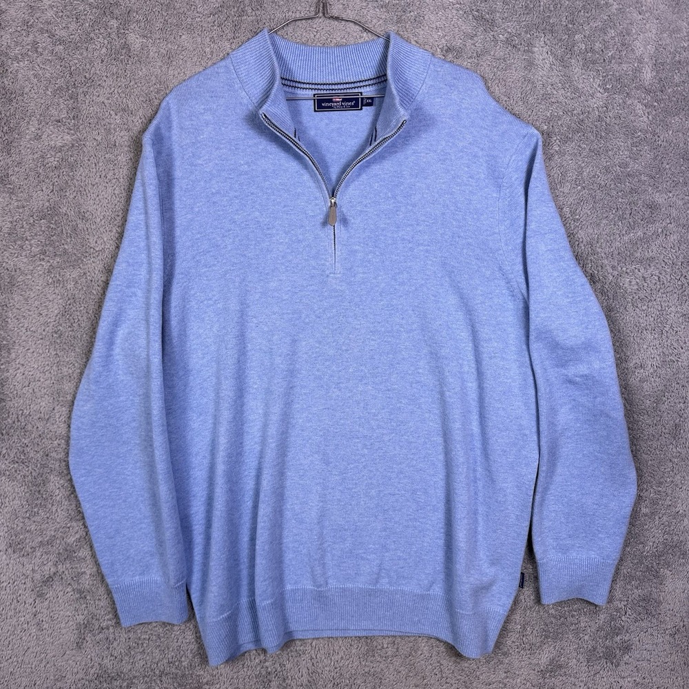 Vineyard Vines Boathouse Sweater Mens 2XL XXL Merino Wool Knit 1/4 Zip‎ Pullover